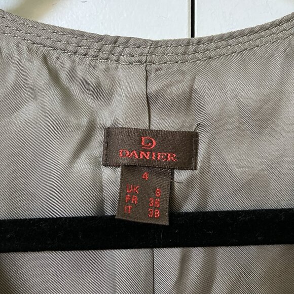 Y2K Danier Suede Leather Dress Womens 4 Tan Vintage 2000s Biker Stitching - Picture 2 of 14